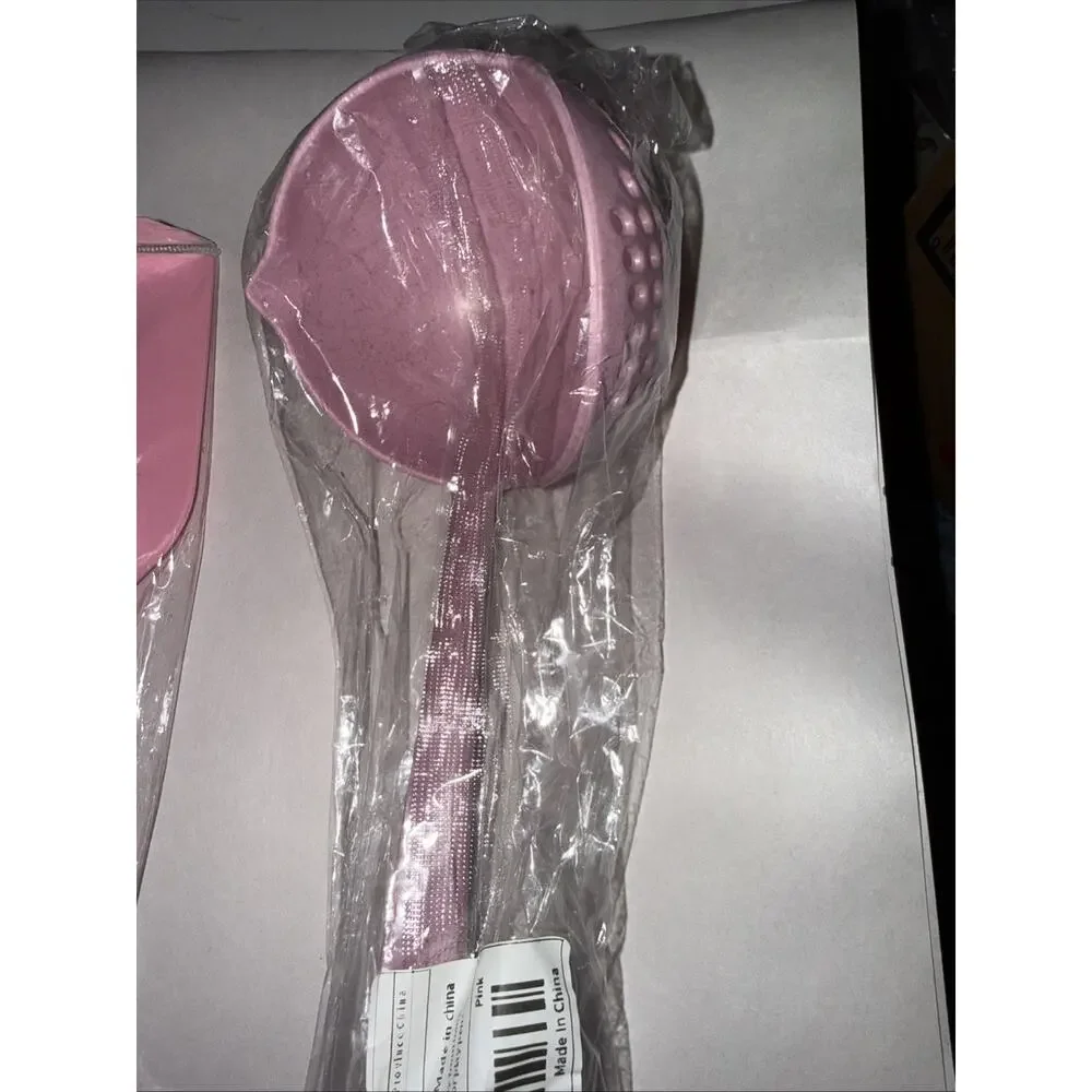 NWT Set Of Four Pink Silicone Spatulas & Strainer W/ Free Bonus Plastic Ladle